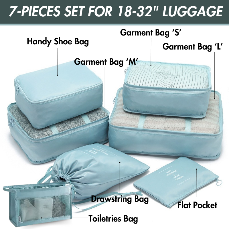 Tidy Tote™ 7-Piece Waterproof Travel Organizer Packing Set